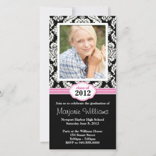 Pink Black Graduation Invitation Class of 2012