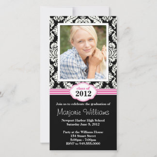 Pink Black Graduation Invitation Class of 2012