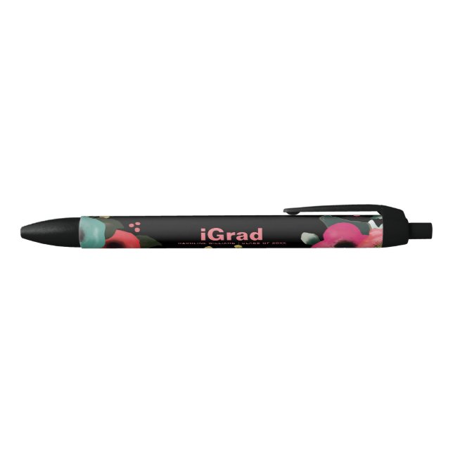 Pink & Black Graduation Party Custom Favour  Black Ink Pen (Top)