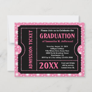 Pink Black Graduation Party Ticket Invitation