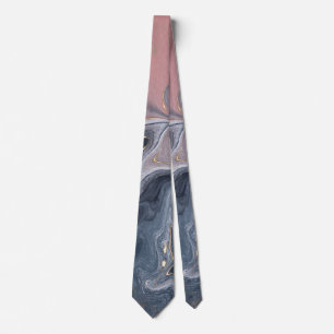 Pink Black Gray Decorative Watercolor Marble Tie