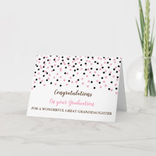 Pink Black Great Granddaughter Graduation Card