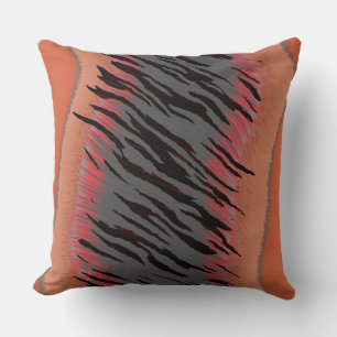 Pink, Black, grey and orange Tiger Abstract Cushion
