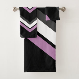 Pink, black, grey and white Chevron Bath Towel Set