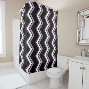 Pink, black, grey and white Chevron Shower Curtain