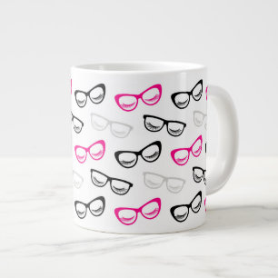 Pink, Black & Grey Glasses & Lashes Large Coffee Mug