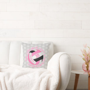 pink black grey volleyball court is my happy place cushion