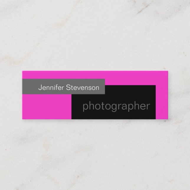 Pink Black Grey White Photography Business Card (Front)
