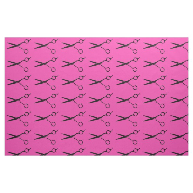 Pink black hair cutting scissors fabric (Fat Quarter)