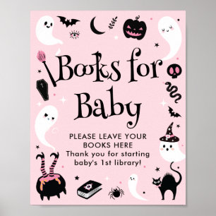 Pink Black Halloween Baby Shower Books for Baby Poster