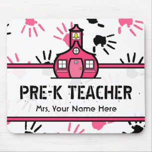 Pink & Black Handprints Pre-K Teacher Mousepad