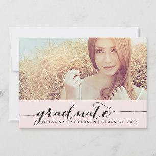 Pink & Black   Handwritten Graduation Invitation