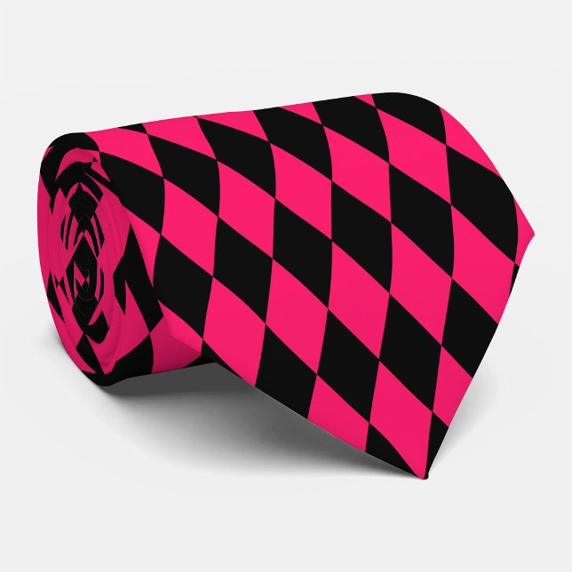 Pink Black Harlequin Diamonds Checkers Design  Tie (Creator Uploaded)