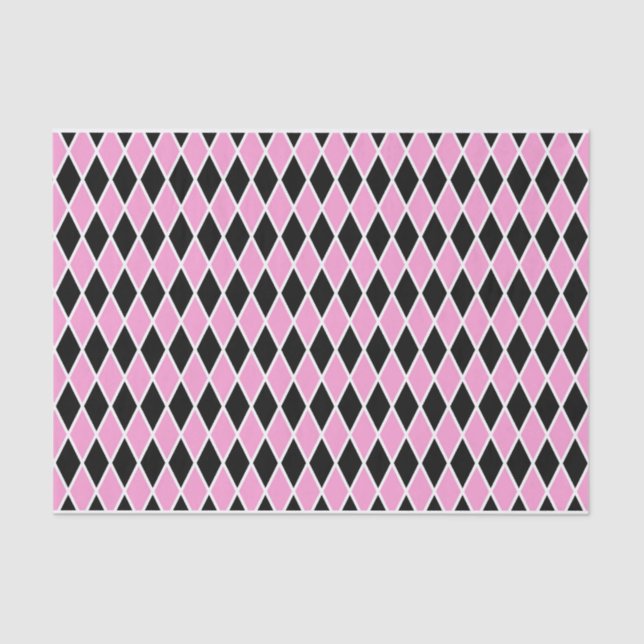 Pink Black Harlequin Tissue or Decoupage paper (Front)