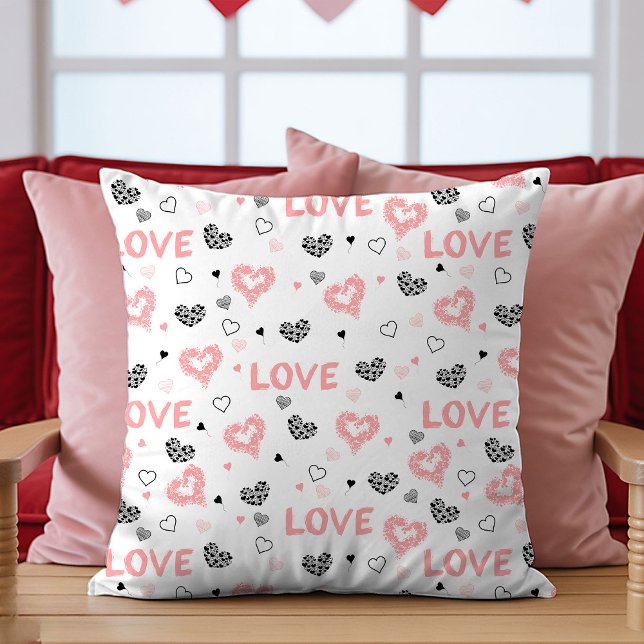 Pink Black Heart Art Pillow Cute I Love You Gift (Pink Black Heart Art Pillow Cute I Love You Gift

)