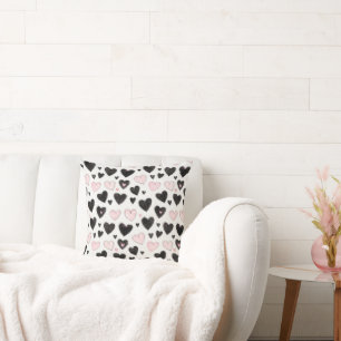 Pink Black Hearts Birthday Cushion