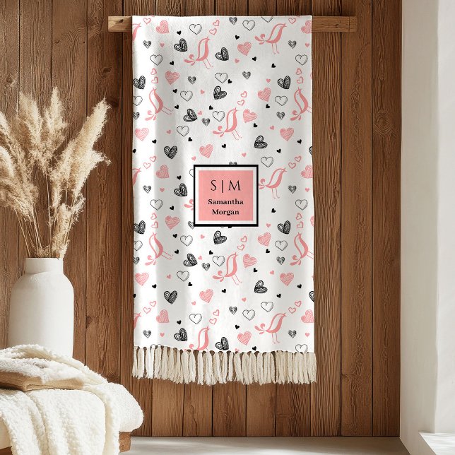 Pink Black Hearts Sweet I Love You Wedding Gift   Fleece Blanket (Pink Black Hearts Sweet I Love You Wedding Gift blanket

)