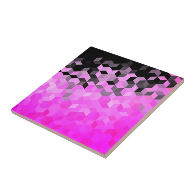 Pink Black Honeycomb Pattern - Choose Colours Tile (Side)