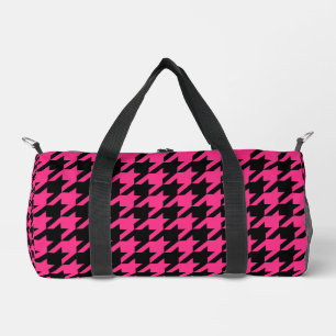 Pink Black Houndstooth Check Duffle Bag