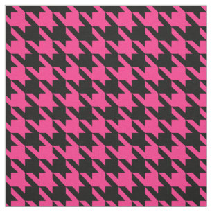 Pink Black Houndstooth Check Fabric