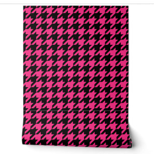 Pink Black Houndstooth Check Wallpaper