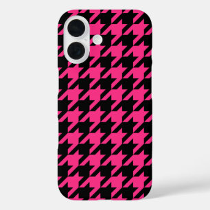 Pink Black Houndstooth Plaid  iPhone 16 Case