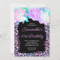 Pink Black Iridescent Leopard 21st Birthday