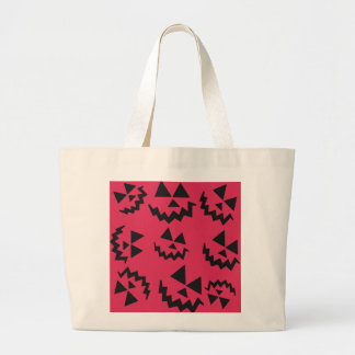 Pink & black Jack o’ lantern faces Large Tote Bag