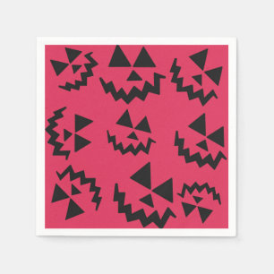 Pink & black Jack o’ lantern faces Napkin
