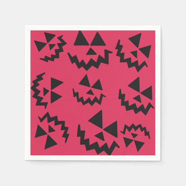 Pink & black Jack o’ lantern faces Napkin (Front)