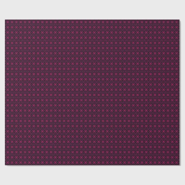 Pink & Black Kaleidoscope Fractal Pattern Wrapping Paper (Flat)