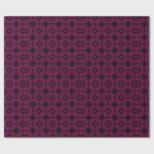 Pink & Black Kaleidoscope Fractal Pattern Wrapping Paper