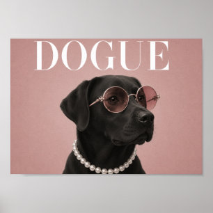 Pink Black Labrador Dog Covergirl A4 Poster