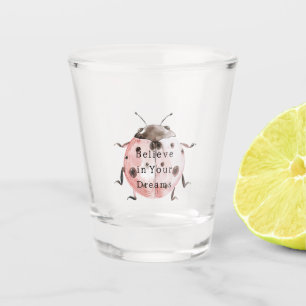 Pink Black Ladybug Shot Glass