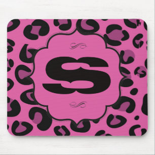 Pink Black Leopard Cheetah Personalised Mousepad