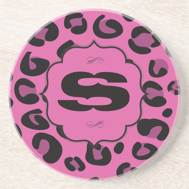 Pink Black Leopard Cheetah Print Animal Coasters (Front)