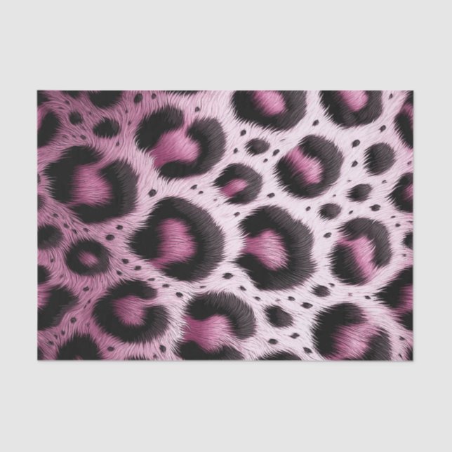 Pink & Black Leopard Fur Animal Print Spots  Tissue Paper (Front)