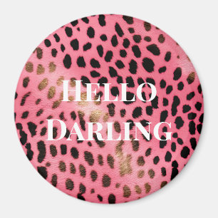 Pink Black Leopard Print Abstract Magnet