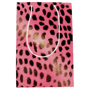 Pink Black Leopard Print Abstract Medium Gift Bag
