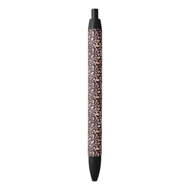 Pink Black Leopard Print Black Ink Pen (Front Vertical)
