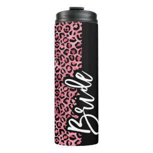 Pink & Black Leopard Print Bride Bachelorette Thermal Tumbler