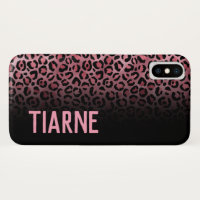 Pink & Black Leopard Print Custom Name Case-Mate i