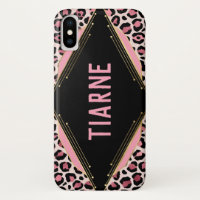 Pink & Black Leopard Print Custom Name