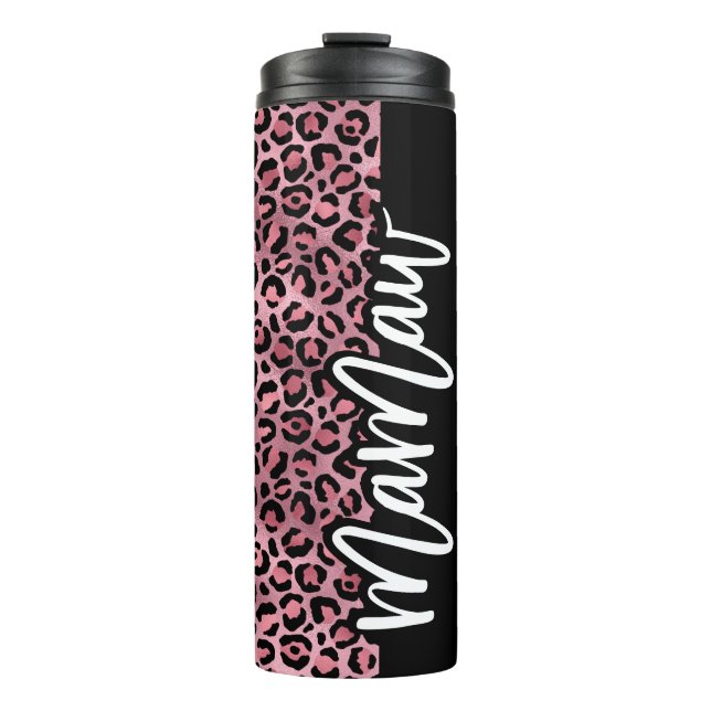 Pink & Black Leopard Print MaMaw Thermal Tumbler (Front)