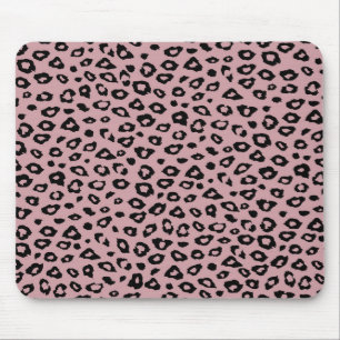 Pink Black Leopard Print Mouse Mat
