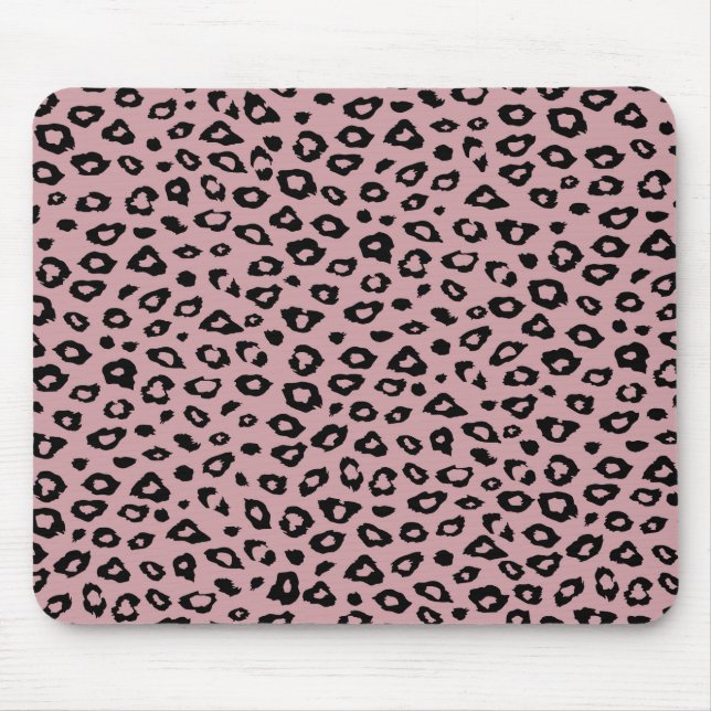Pink Black Leopard Print Mouse Mat (Front)