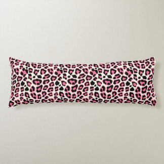 Pink & Black Leopard Print Pattern Body Cushion