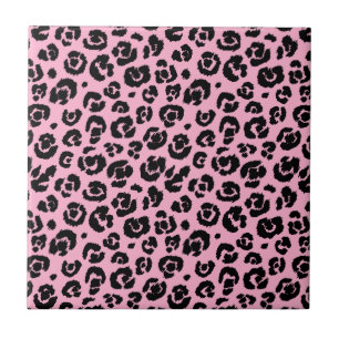 Pink Black Leopard Print Tile