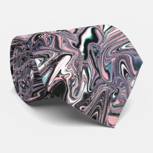 Pink, black, lilac marbled swirl necktie