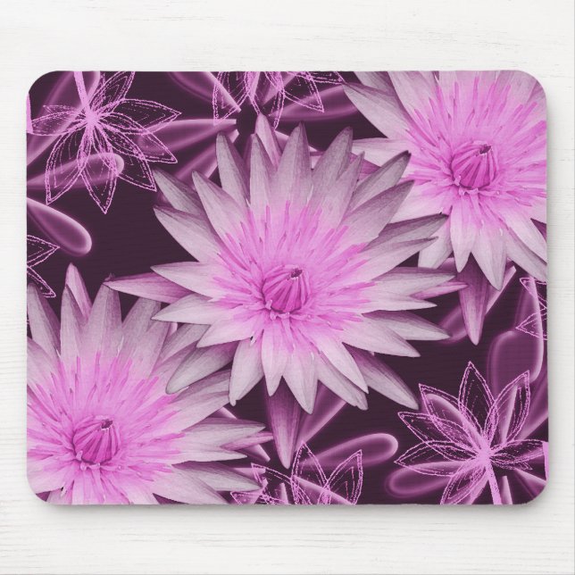 Pink black lilly flower mouse mat (Front)